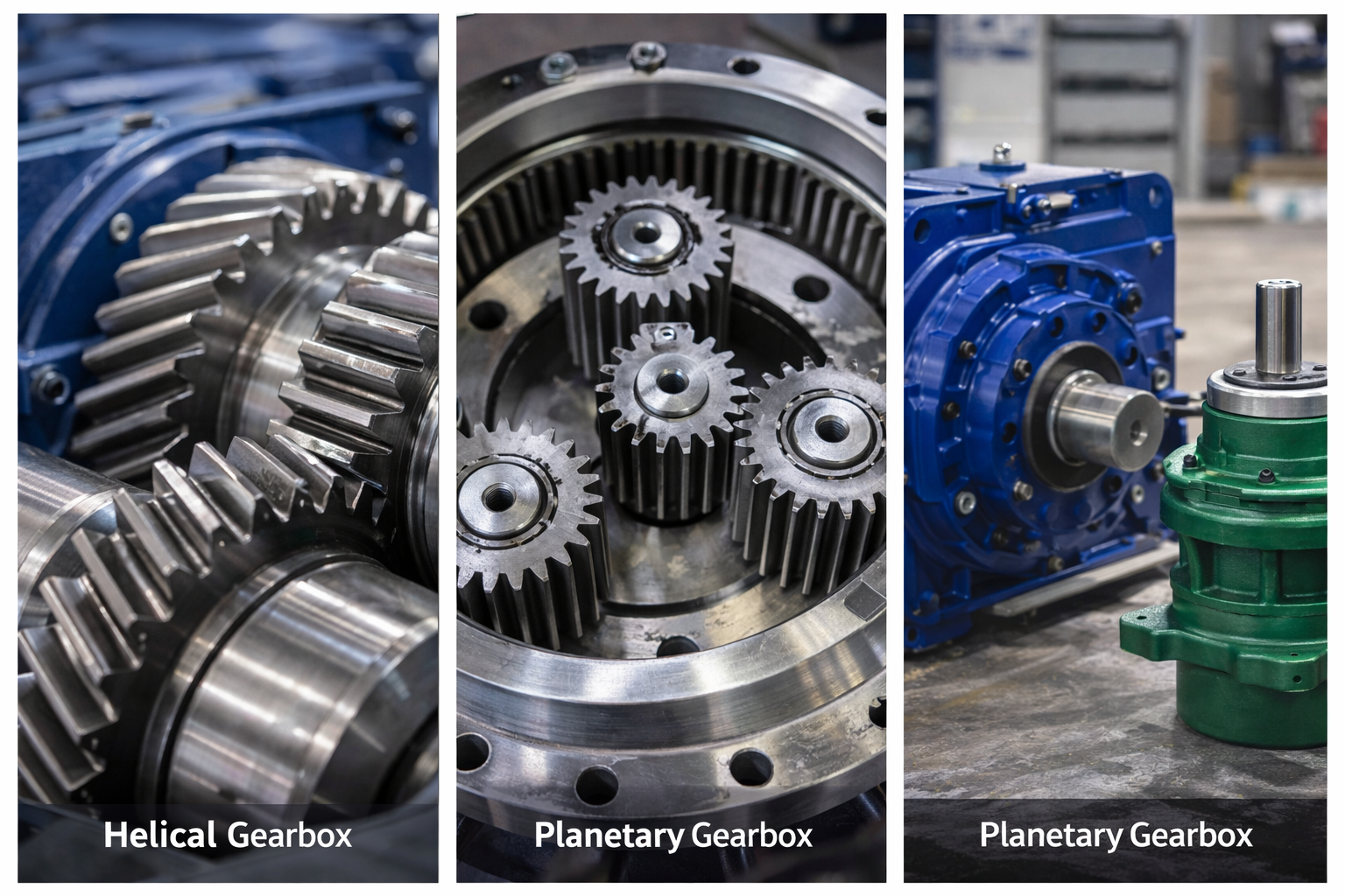 Helical vs Planetary Gearbox: Key Differences Explained 1 Helical vs planetary gearbox comparison showing gear structure and industrial reducer design